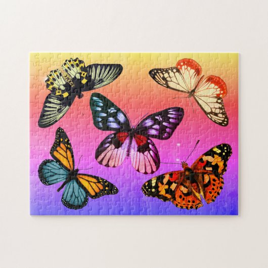 Vintage Schmetterlinge auf Rainbow Background Puzzle (Horizontal)