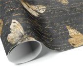 Vintage Schmetterlinge auf vintage Handschrift Geschenkpapier (Rolleneckpunkt)