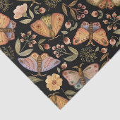 Vintage Schmetterlinge, Blume und Berries Black Seidenpapier (Ausschnitt)