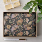 Vintage Schmetterlinge, Blume und Berries Black Seidenpapier (Geschenk)