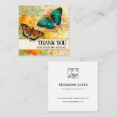 Vintage Schmetterlinge Blumengrüße Logo Quadratische Visitenkarte (Vorne/Hinten)