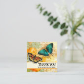 Vintage Schmetterlinge Blumengrüße Logo Quadratische Visitenkarte (Stehend Vorderseite)