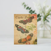 Vintage Schmetterlinge Blumenkohl Blume Französisc Postkarte (Stehend Vorderseite)