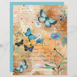 Vintage Schmetterlinge Blumenkollage Scrapbook Pap