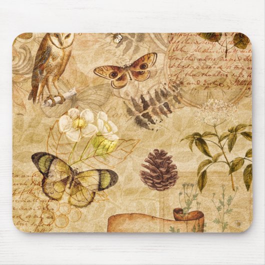 Vintage Schmetterlinge Foliage Blumenmousepad Mousepad (Vorne)
