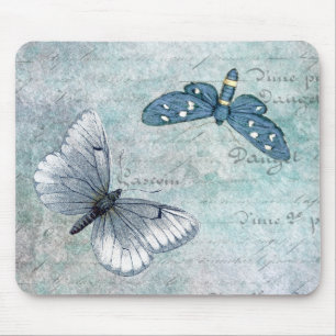 Vintage Schmetterlinge französischer Grunge Mousepad