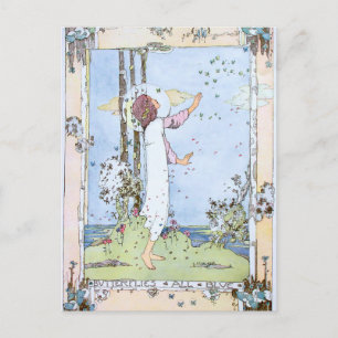Vintage "Schmetterlinge ganz blau" von Jessie M. K Postkarte