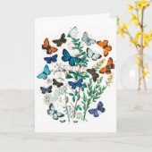 Vintage Schmetterlinge Illustration Kunst Karte (Gelbe Blume)