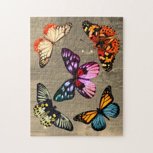 Vintage Schmetterlinge im Sepia-Hintergrund Puzzle (Vertikal)