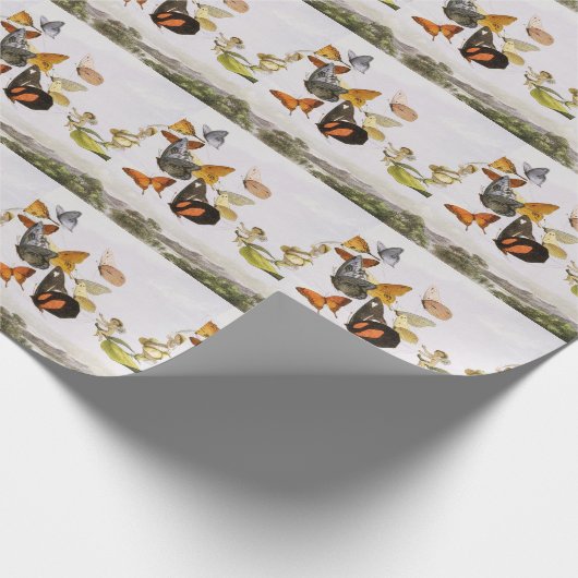 Vintage Schmetterlinge & Märchen Alte Illustration Geschenkpapier (Ecke)