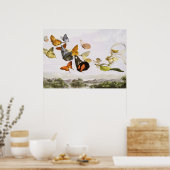 Vintage Schmetterlinge & Märchen Alte Illustration Poster (Küche)