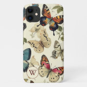 Vintage Schmetterlinge Monogramm Case-Mate iPhone Hülle (Rückseite)