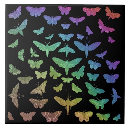 Vintage Schmetterlinge Motteninsekten Fliese (Vorderseite)