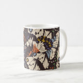 Vintage Schmetterlinge Oberflächenmuster. farbig Kaffeetasse (VorderseiteRechts)