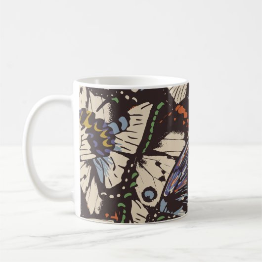 Vintage Schmetterlinge Oberflächenmuster. farbig Kaffeetasse (Links)
