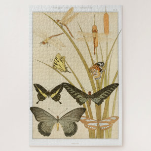 Vintage Schmetterlinge Papillons Illustration Art Puzzle