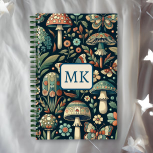 Vintage Schmetterlinge, Pilze und Blätter Notizblock