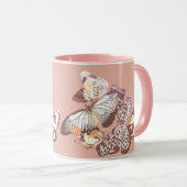 Vintage Schmetterlinge Rosa Tasse (VorderseiteRechts)