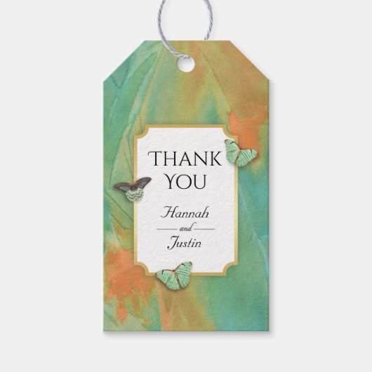 Vintage Schmetterlinge Südwestfarben Vielen Dank Geschenkanhänger (Vorderseite)