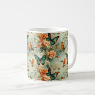 Vintage Schmetterlinge und Blume (10) Kaffeetasse