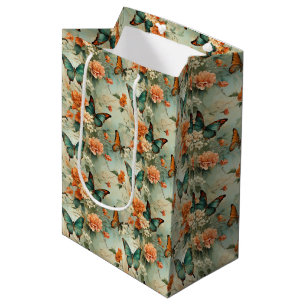 Vintage Schmetterlinge und Blume (10) Mittlere Geschenktüte