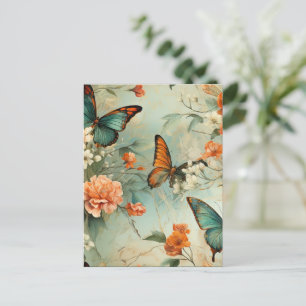 Vintage Schmetterlinge und Blume (10) Postkarte