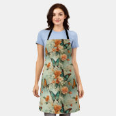 Vintage Schmetterlinge und Blume (10) Schürze (Getragen)