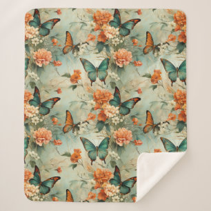 Vintage Schmetterlinge und Blume (10) Sherpadecke