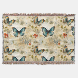 Vintage Schmetterlinge und Blume (11) Decke