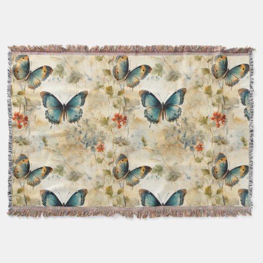 Vintage Schmetterlinge und Blume (11) Decke (Vorderseite)
