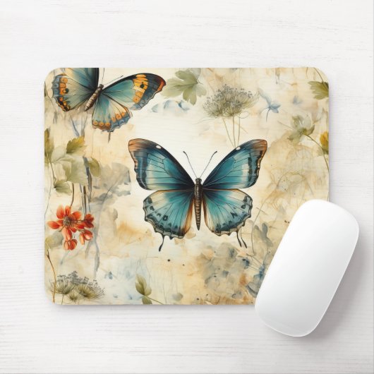 Vintage Schmetterlinge und Blume (11) Mousepad (Mit Mouse)