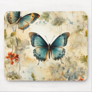 Vintage Schmetterlinge und Blume (11) Mousepad
