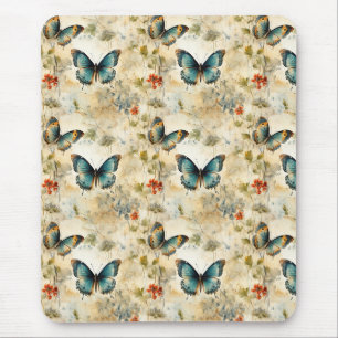 Vintage Schmetterlinge und Blume (11) Mousepad