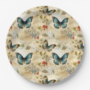 Vintage Schmetterlinge und Blume (11) Pappteller