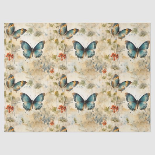 Vintage Schmetterlinge und Blume (11) Seidenpapier (Vorderseite)