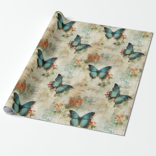 Vintage Schmetterlinge und Blume (12) Geschenkpapier