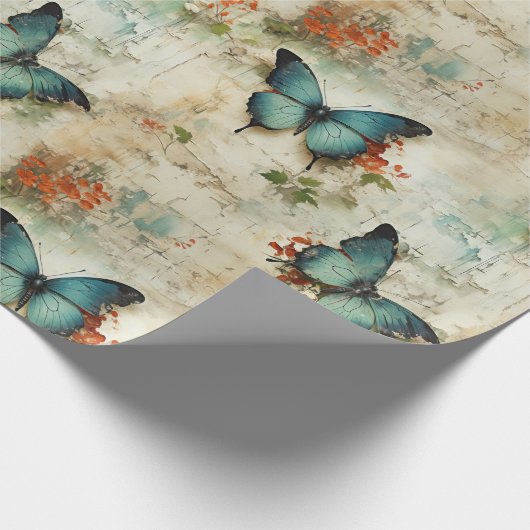 Vintage Schmetterlinge und Blume (12) Geschenkpapier (Ecke)