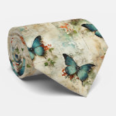 Vintage Schmetterlinge und Blume (12) Krawatte (Gerollt)