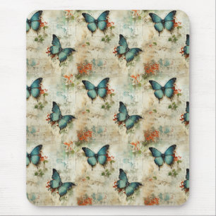 Vintage Schmetterlinge und Blume (12) Mousepad