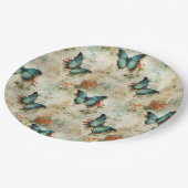 Vintage Schmetterlinge und Blume (12) Pappteller (Schrägansicht)