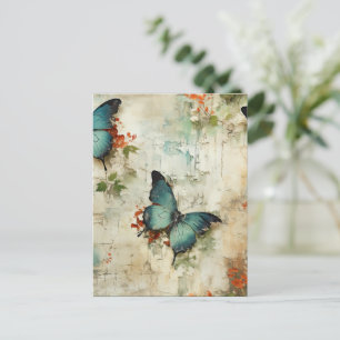 Vintage Schmetterlinge und Blume (12) Postkarte