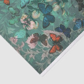 Vintage Schmetterlinge und Blume Blau Seidenpapier (Ausschnitt)