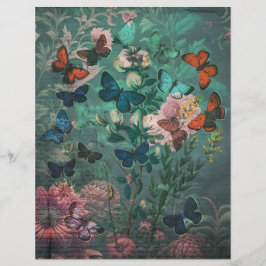 Vintage Schmetterlinge und Blume blaues Scrapbook 