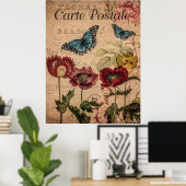 Vintage Schmetterlinge und Blume Poster (Heimbüro)