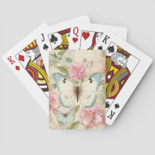 Vintage Schmetterlinge und Blumen Spielkarten