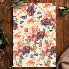 Vintage Schmetterlinge und botanische Blumendekout Seidenpapier