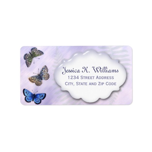 Vintage Schmetterlinge und Lila Hintergrund Adressaufkleber (Vorne)