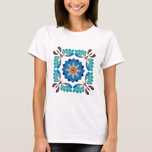 Vintage Schmetterlinge und Rosette T-Shirt (Vorderseite)