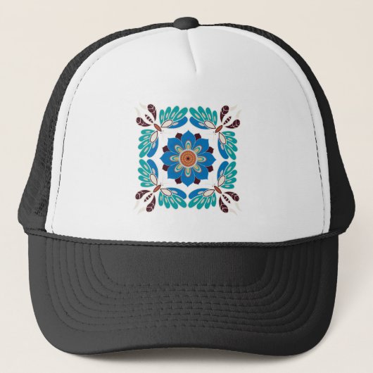 Vintage Schmetterlinge und Rosette Truckerkappe (Vorderseite)
