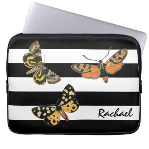 Vintage Schmetterlinge und Streifen mit Monogramm Laptopschutzhülle
